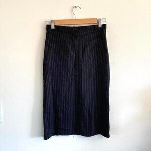 CÉLINE BLACK PINSTRIPE PENCIL BUSINESS SKIRT WOMENS VINTAGE SIZE SMALL